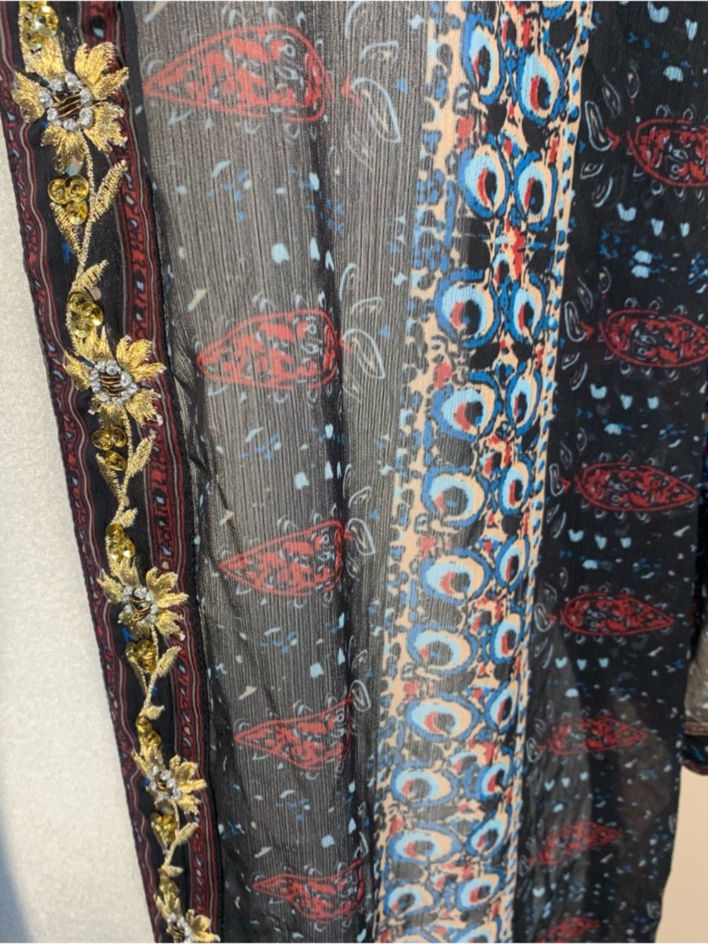 Soft Surroundings Sheer Embroidered Sequin Duster Kimono - Picture 5 of 11